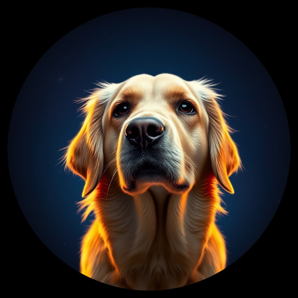 Cosmic medallion portrait of GRLS_grls2RGZ4W44, a Golden Retriever