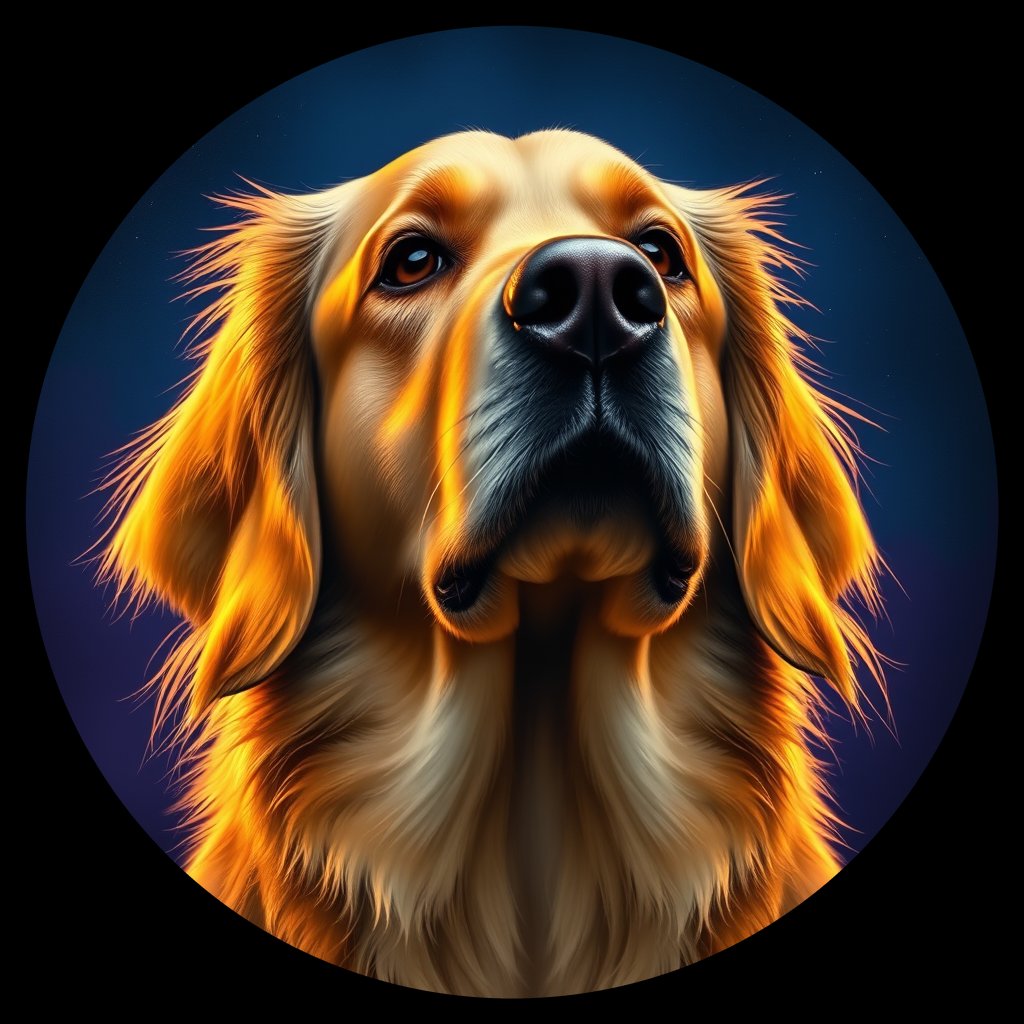 Cosmic medallion portrait of GRLS_grls2T9ONMYY, a Golden Retriever