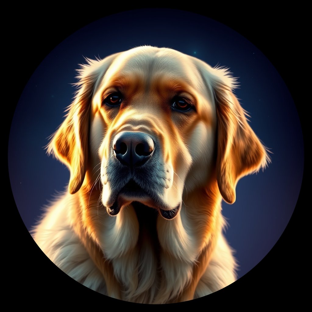 Cosmic medallion portrait of GRLS_grls2ZXMTB66, a Golden Retriever