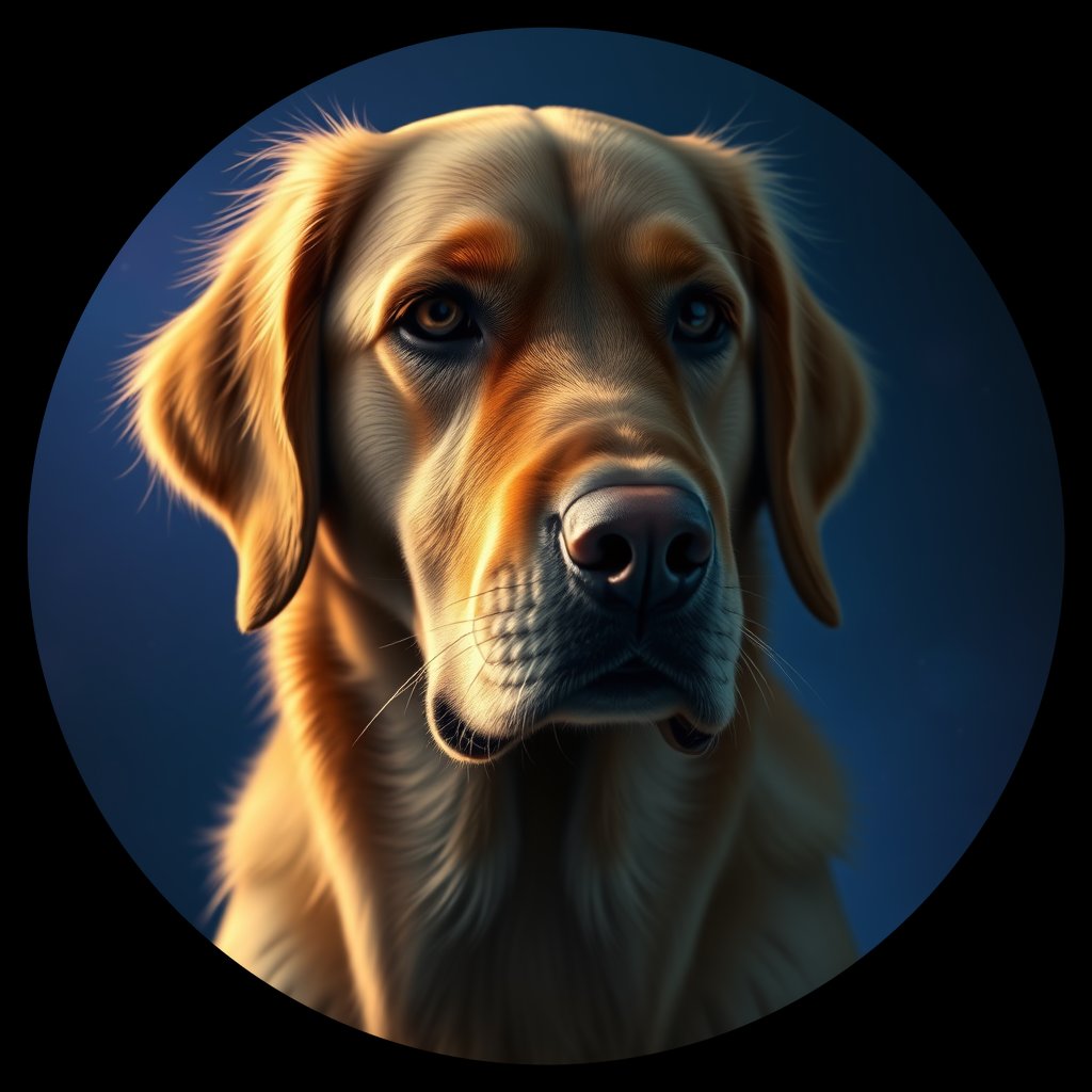 Cosmic medallion portrait of GRLS_grls31NHC5QQ, a Golden Retriever