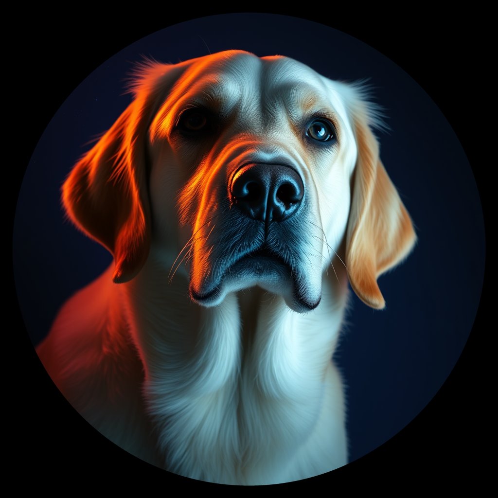 Cosmic medallion portrait of GRLS_grls31YGW1VV, a Golden Retriever
