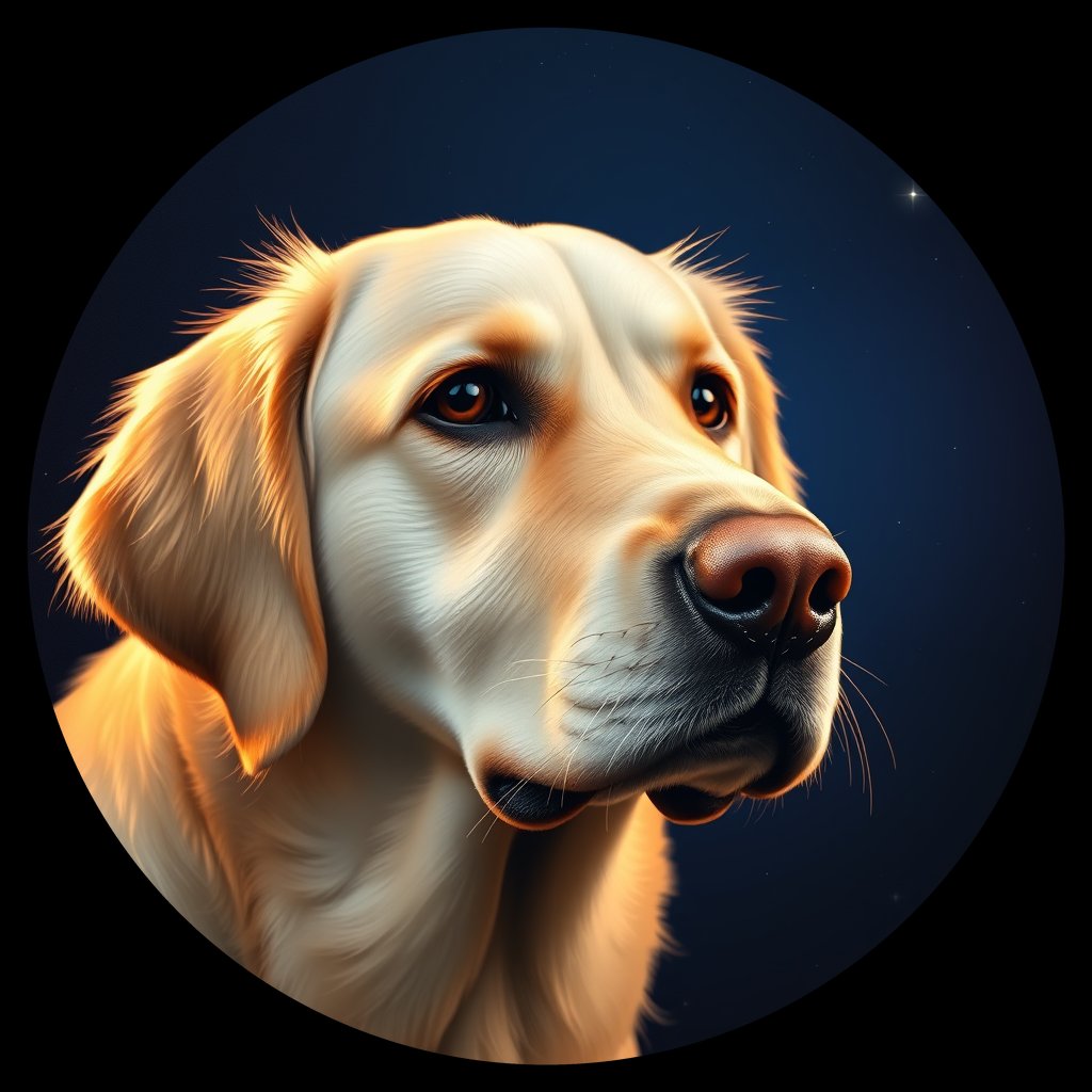 Cosmic medallion portrait of GRLS_grls35DUY0ZZ, a Golden Retriever