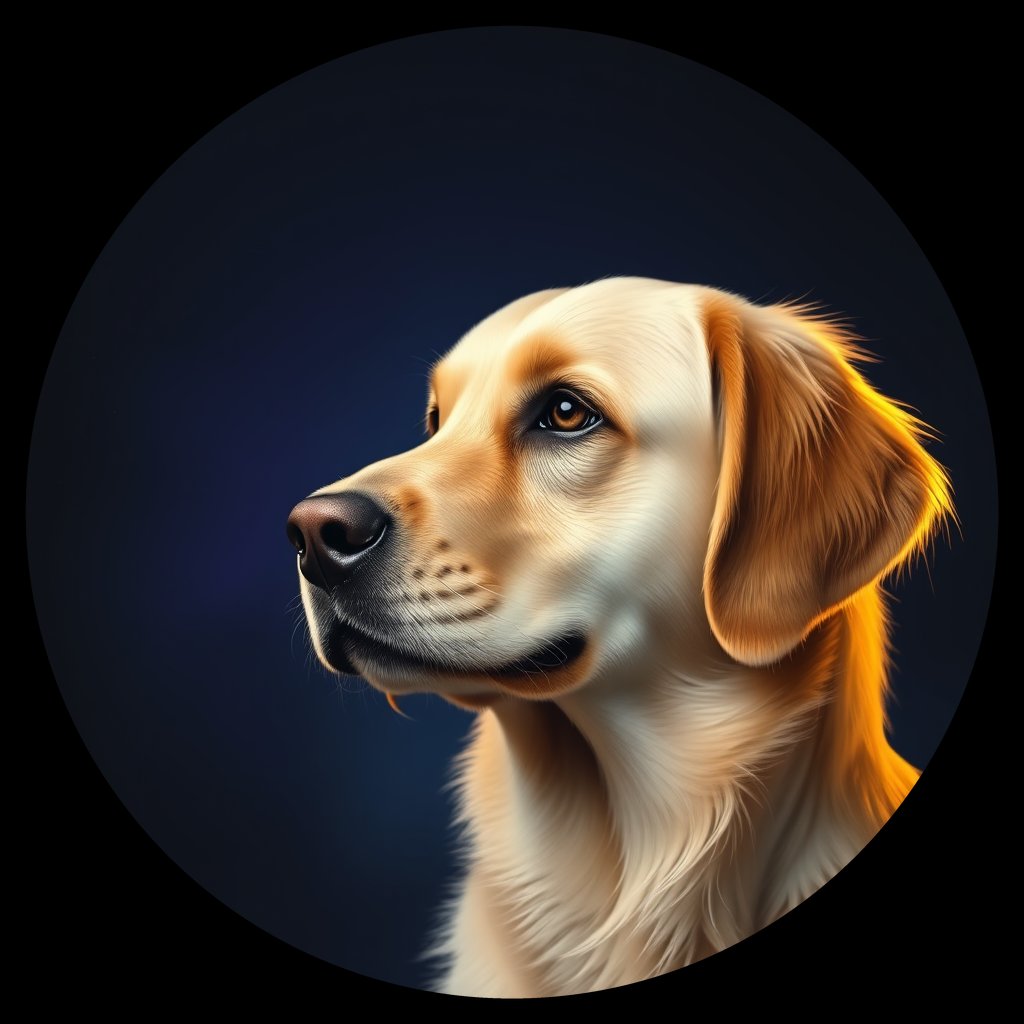 Cosmic medallion portrait of GRLS_grls3LNZCJ77, a Golden Retriever