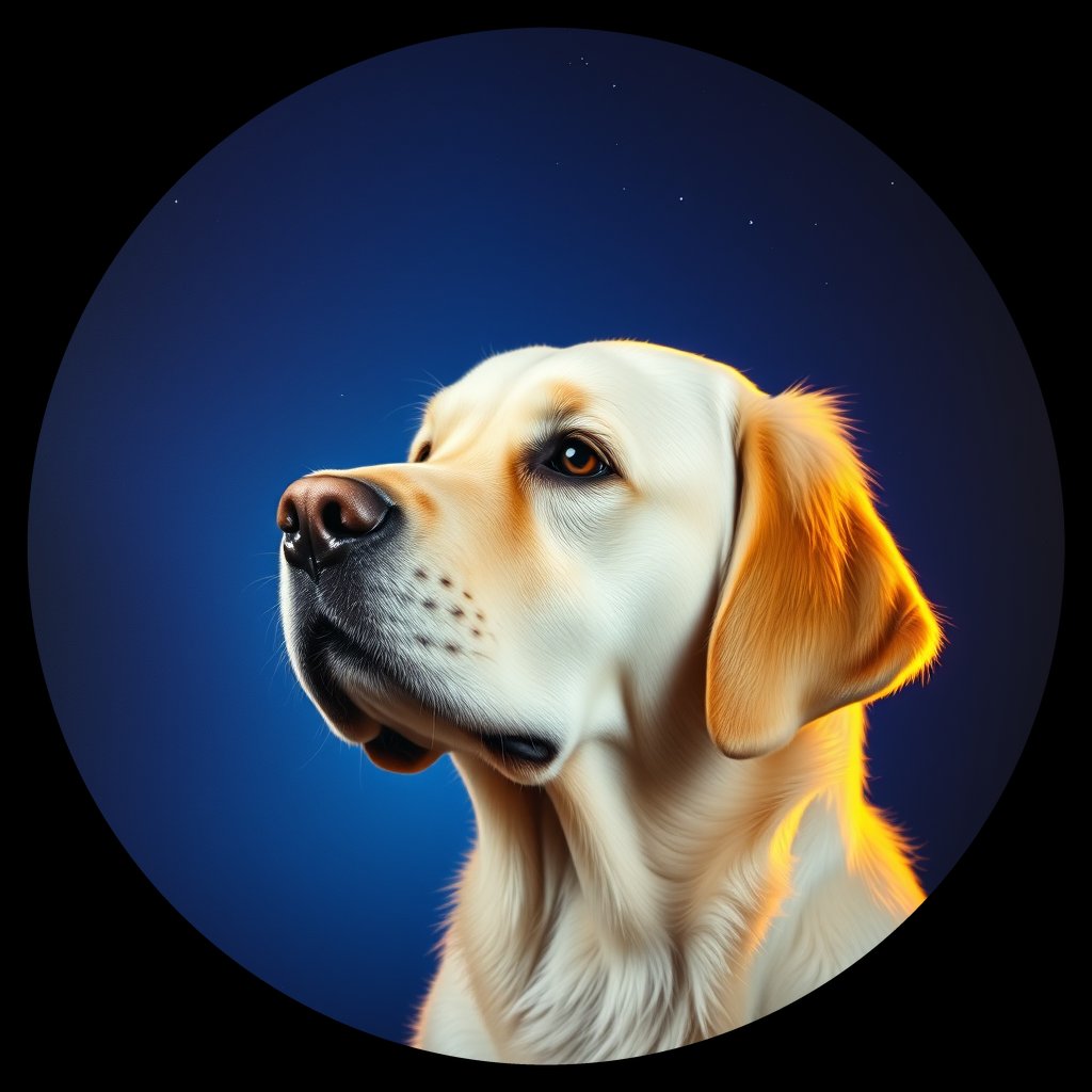 Cosmic medallion portrait of GRLS_grls3NEEO88, a Golden Retriever