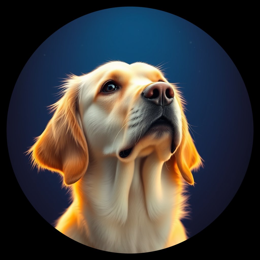 Cosmic medallion portrait of GRLS_grls3O0WE0OO, a Golden Retriever
