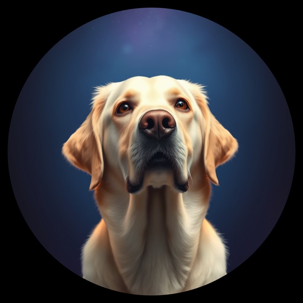 Cosmic medallion portrait of GRLS_grls3PH06YZZ, a Golden Retriever