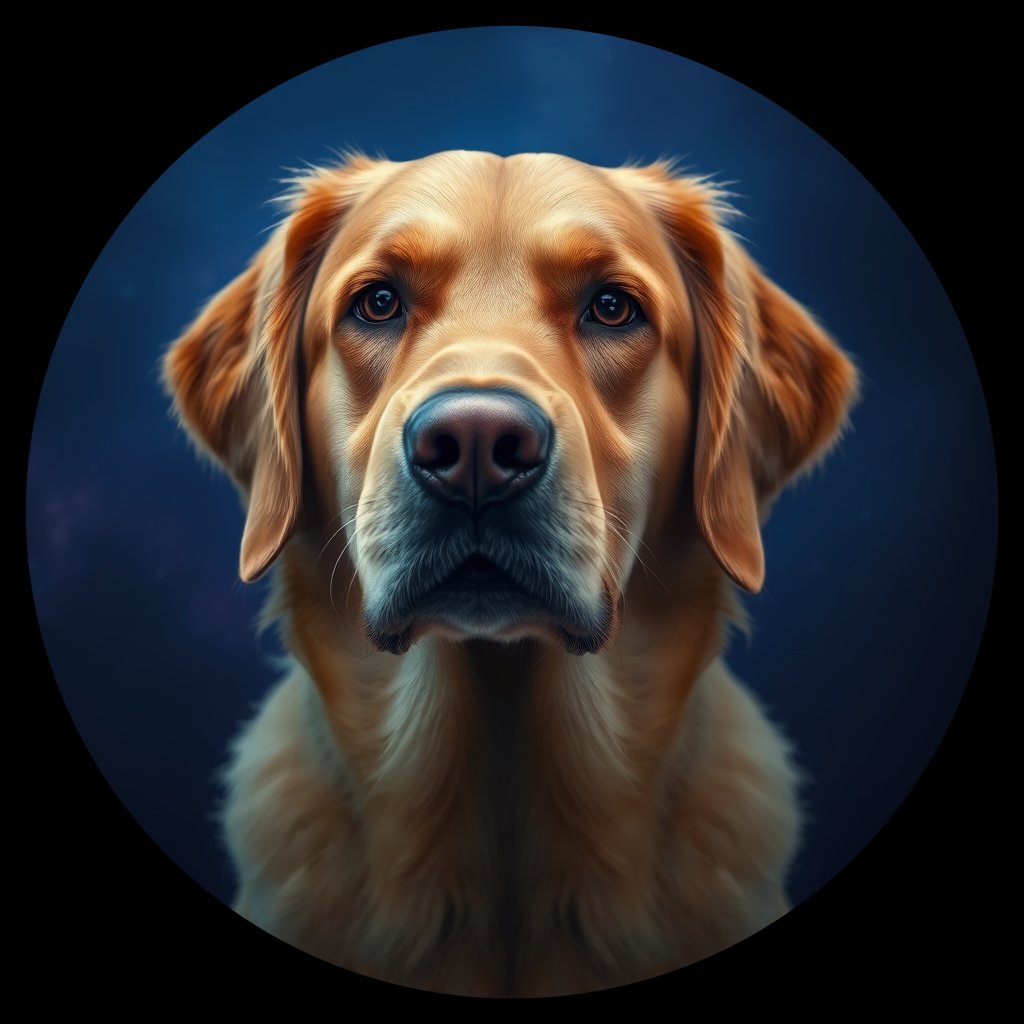 Cosmic medallion portrait of GRLS_grls40UEVBZZ, a Golden Retriever