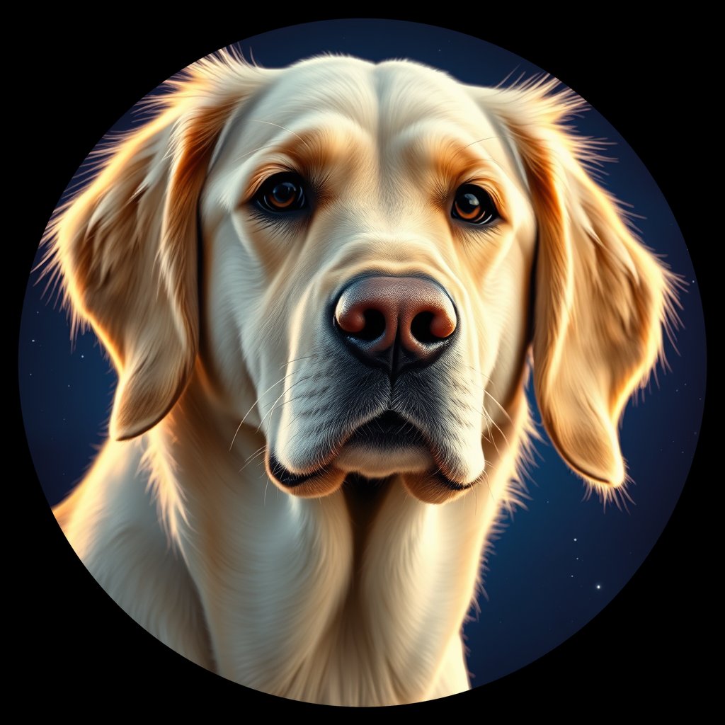 Cosmic medallion portrait of GRLS_grls41067500, a Golden Retriever