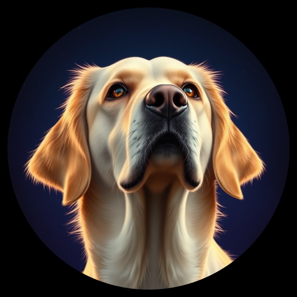 Cosmic medallion portrait of GRLS_grls4223EFHH, a Golden Retriever