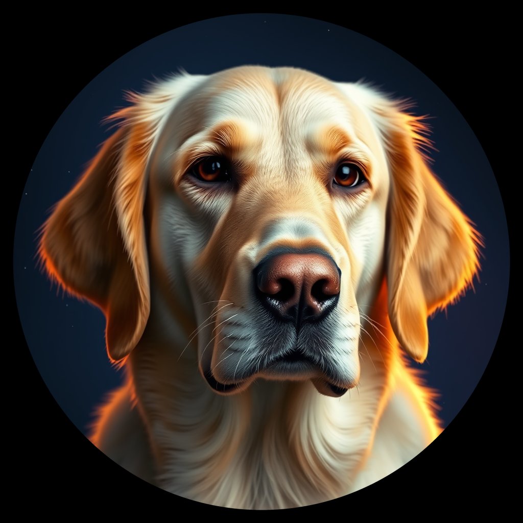 Cosmic medallion portrait of GRLS_grls42CMLJ33, a Golden Retriever