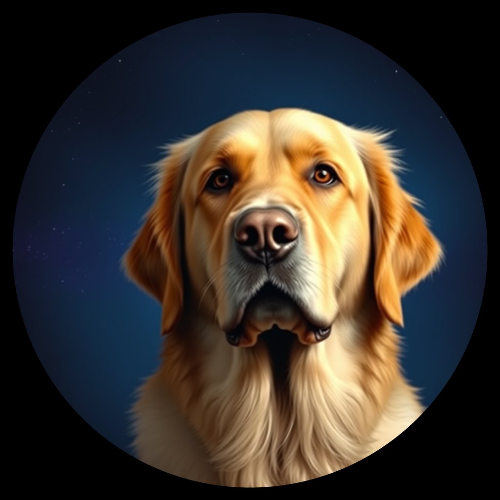 Cosmic medallion portrait of GRLS_grls49TGWMEE, a Golden Retriever