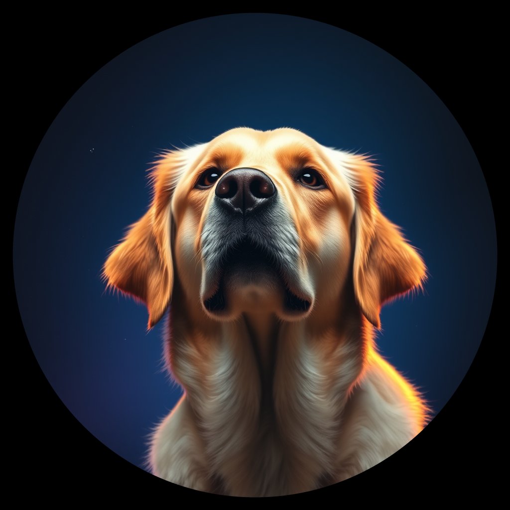 Cosmic medallion portrait of GRLS_grls4B6MVFSS, a Golden Retriever