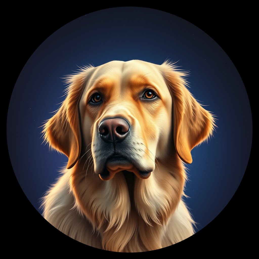 Cosmic medallion portrait of GRLS_grls4JRZBJ00, a Golden Retriever