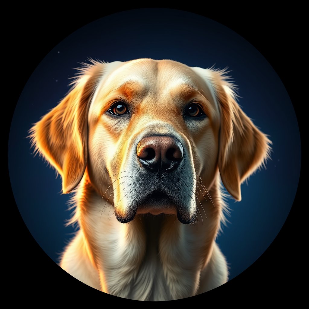 Cosmic medallion portrait of GRLS_grls4O03PLJJ, a Golden Retriever