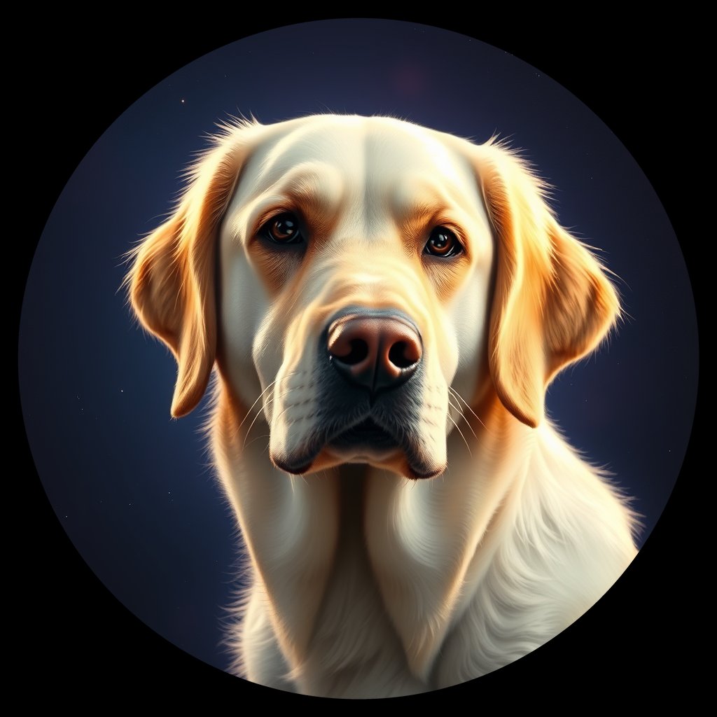 Cosmic medallion portrait of GRLS_grls4OPYXWW, a Golden Retriever