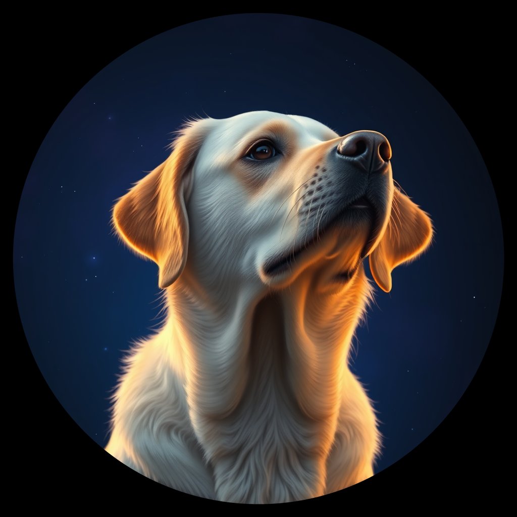 Cosmic medallion portrait of GRLS_grls4ORNNL33, a Golden Retriever