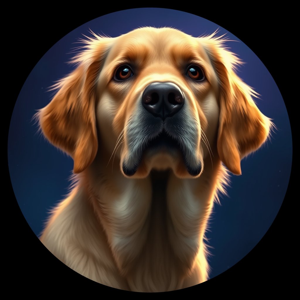Cosmic medallion portrait of GRLS_grls4ZRDNK66, a Golden Retriever