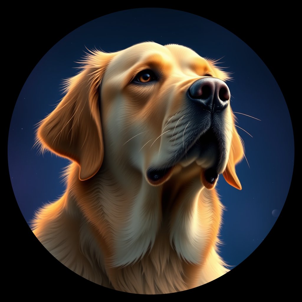 Cosmic medallion portrait of GRLS_grls52EPLTHH, a Golden Retriever