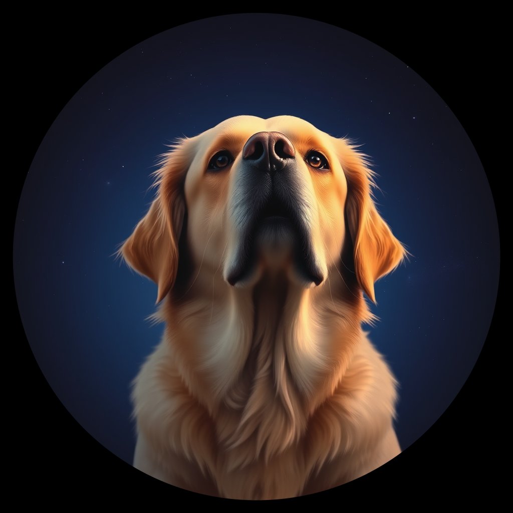 Cosmic medallion portrait of GRLS_grls5AEVL2JJ, a Golden Retriever