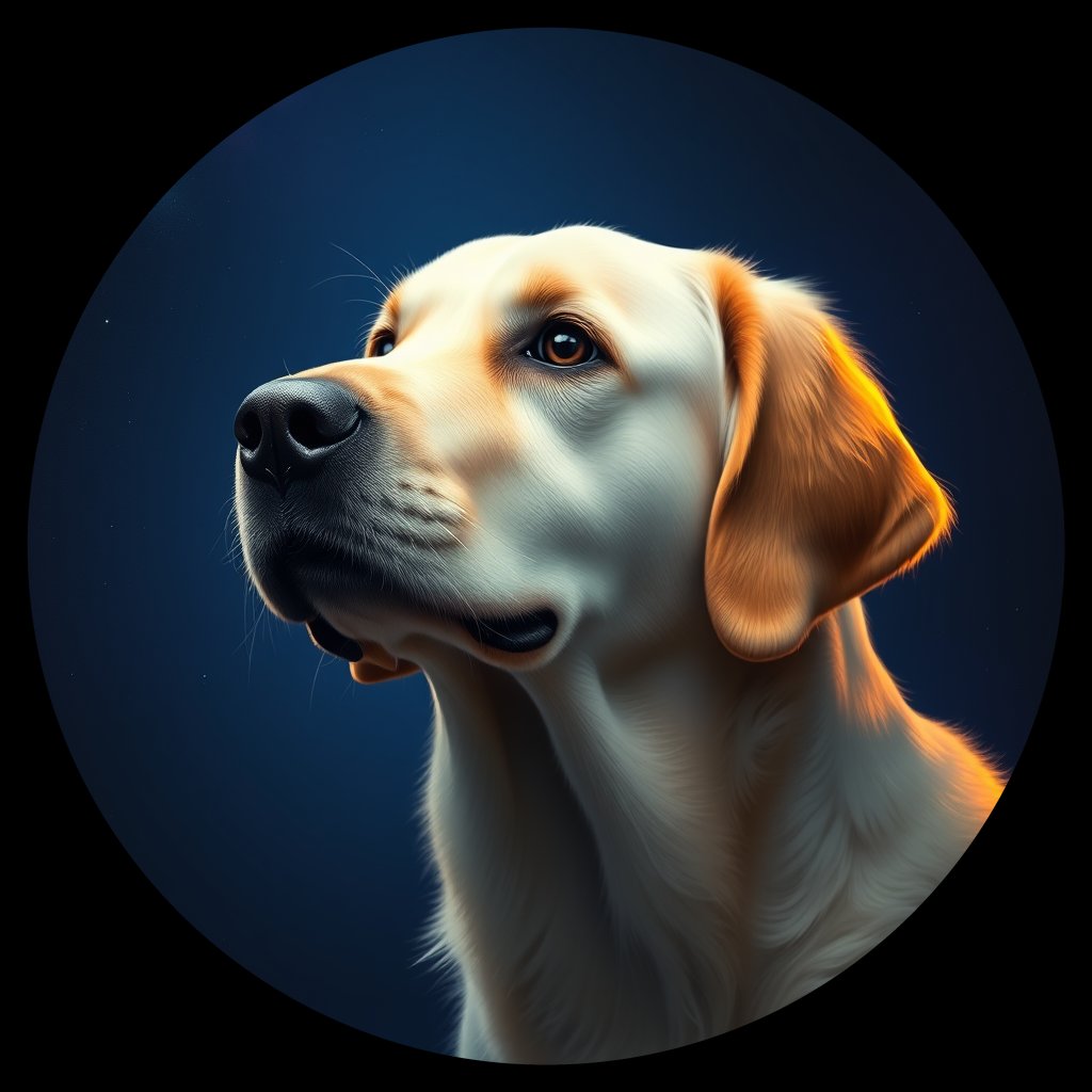 Cosmic medallion portrait of GRLS_grls5H4WI944, a Golden Retriever