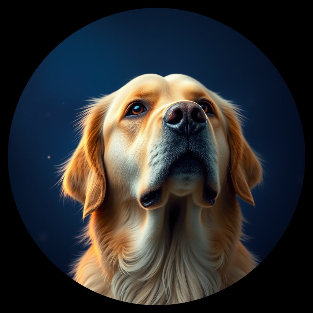 Cosmic medallion portrait of GRLS_grls5Q9DCLWW, a Golden Retriever
