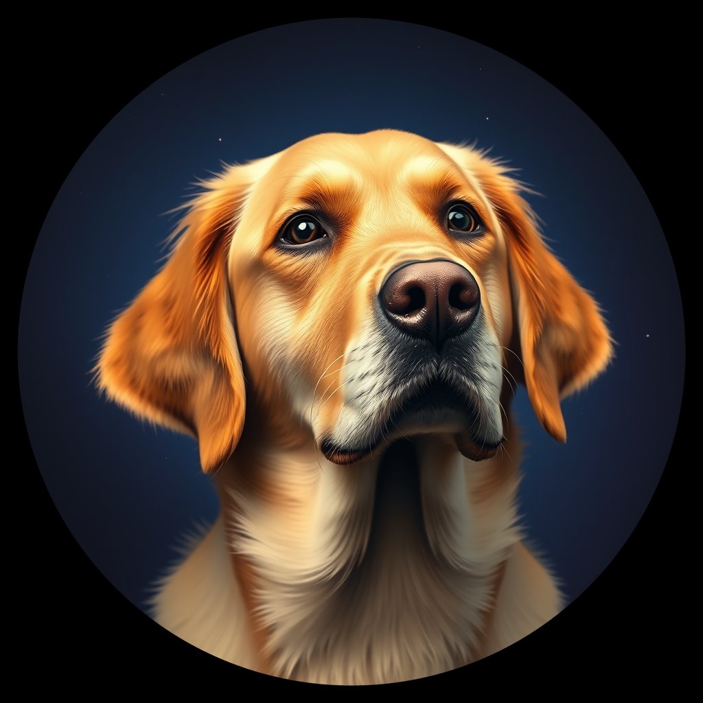 Cosmic medallion portrait of GRLS_grls5ZVIKUJJ, a Golden Retriever