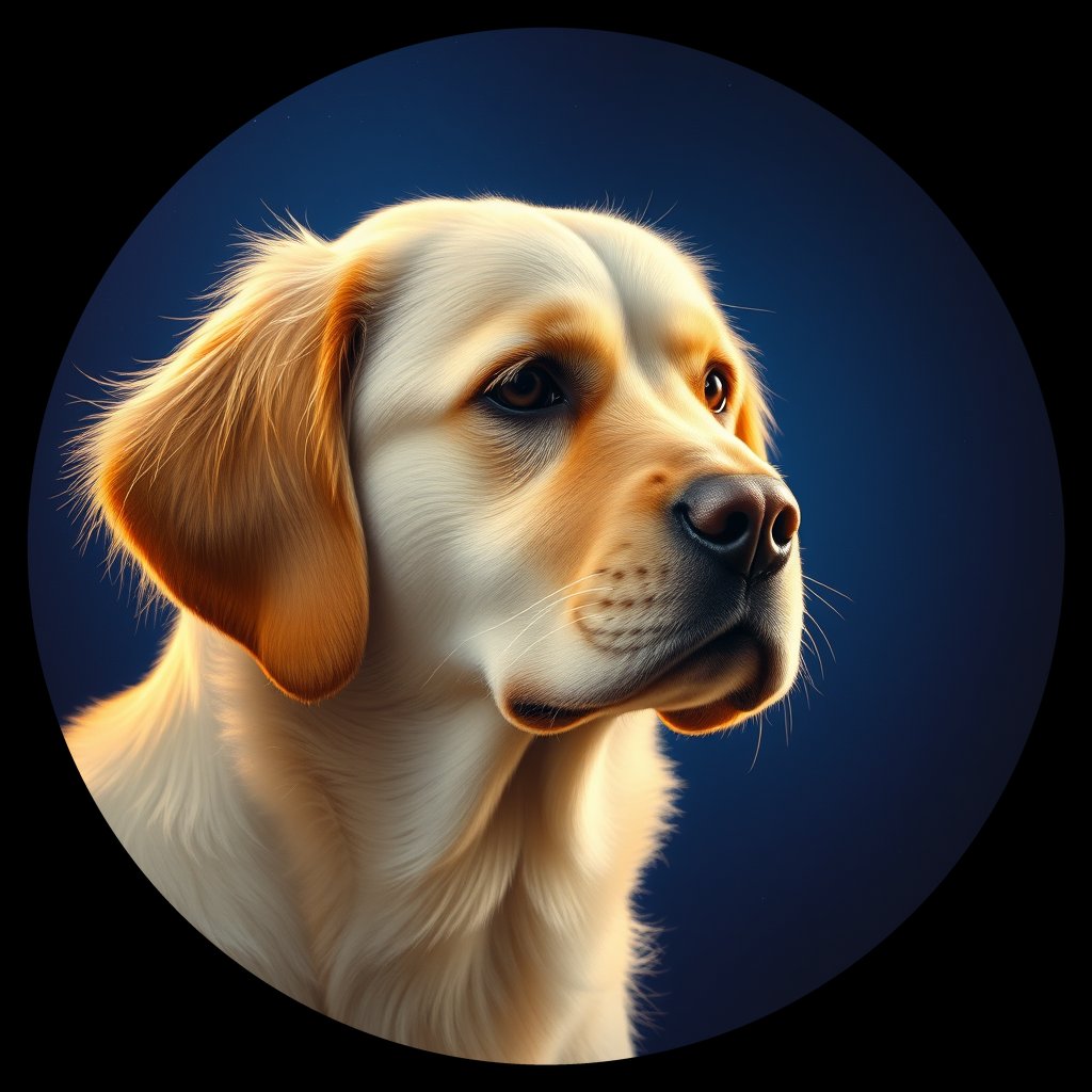 Cosmic medallion portrait of GRLS_grls60PTJPGG, a Golden Retriever