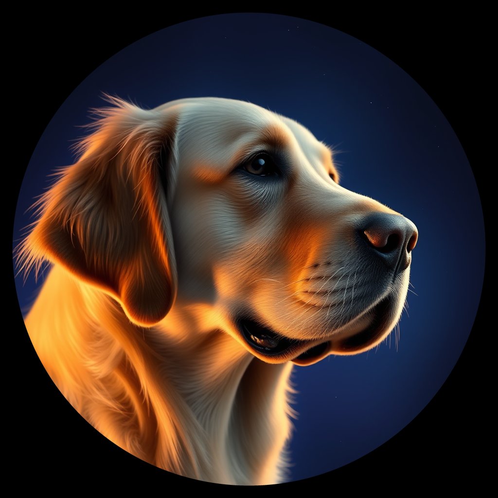 Cosmic medallion portrait of GRLS_grls60TLDVHH, a Golden Retriever