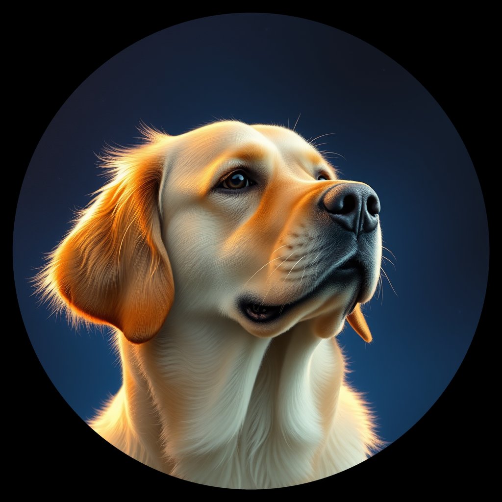Cosmic medallion portrait of GRLS_grls622X0ZCC, a Golden Retriever