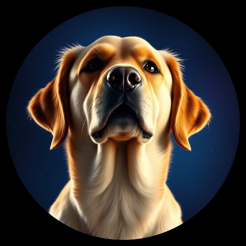 Cosmic medallion portrait of GRLS_grls63KWVPOO, a Golden Retriever