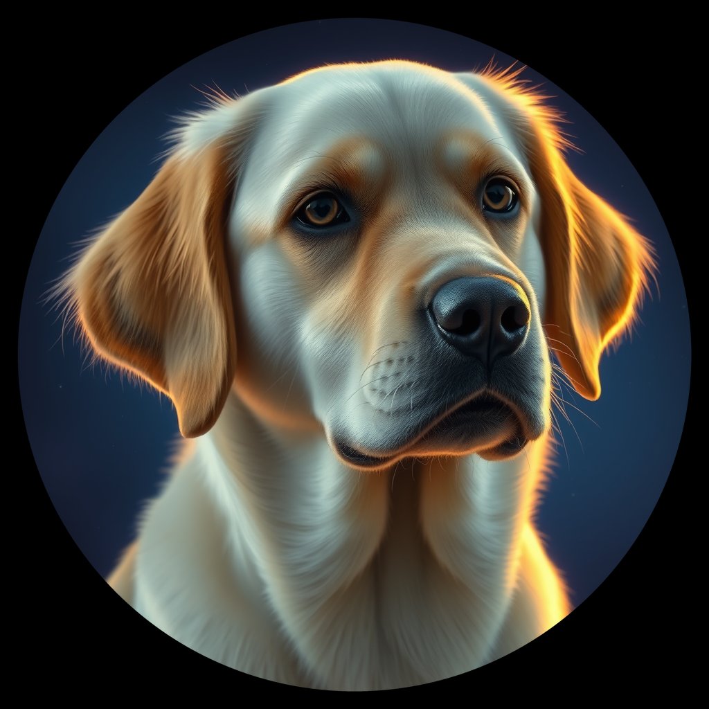 Cosmic medallion portrait of GRLS_grls661NWWXX, a Golden Retriever