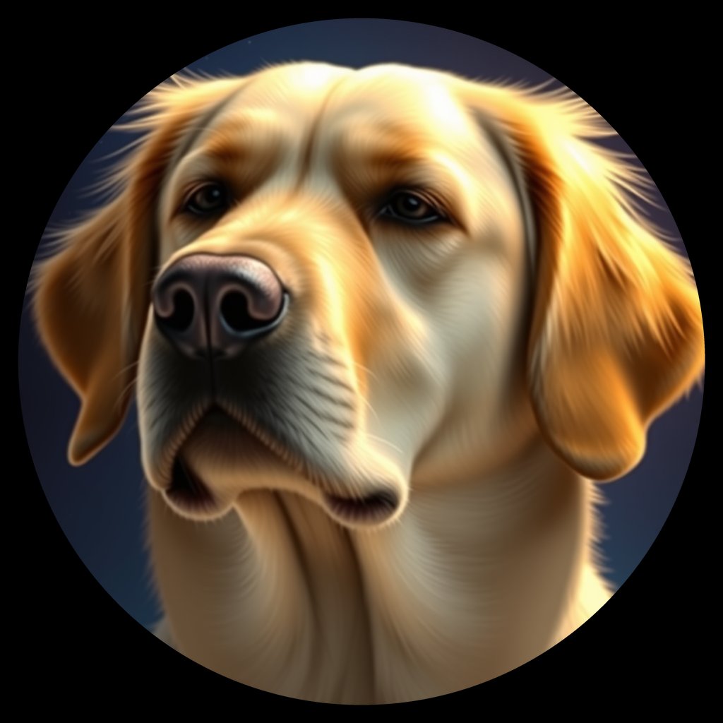Cosmic medallion portrait of GRLS_grls66CMWWXX, a Golden Retriever
