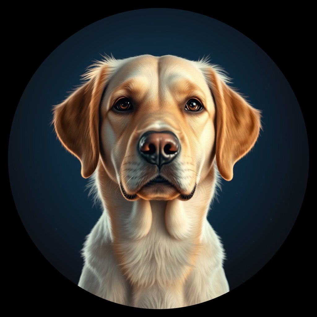 Cosmic medallion portrait of GRLS_grls66MYDHRR, a Golden Retriever