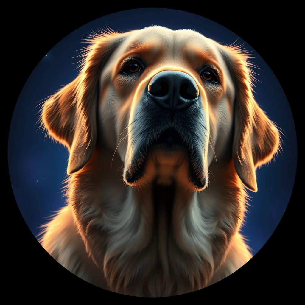 Cosmic medallion portrait of GRLS_grls67RCT244, a Golden Retriever