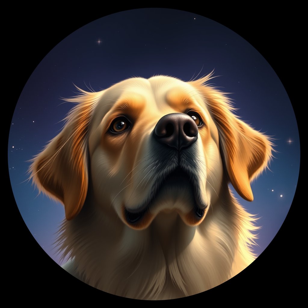 Cosmic medallion portrait of GRLS_grls6EXOOGFF, a Golden Retriever