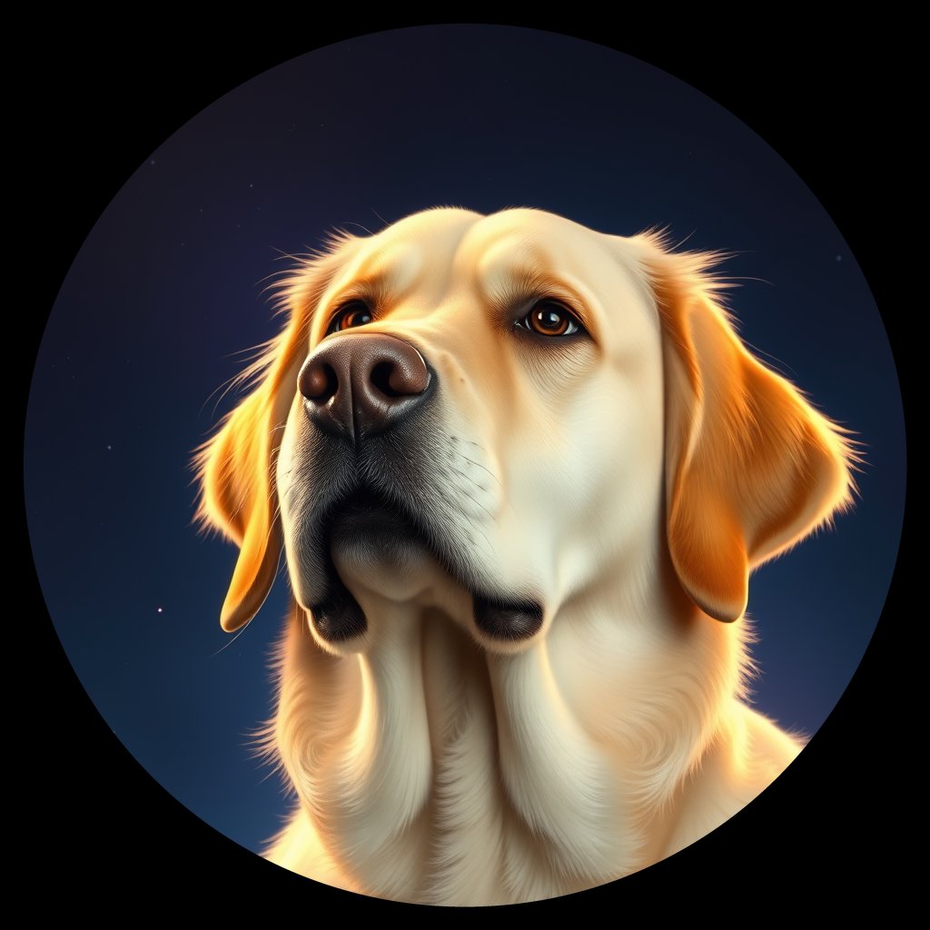Cosmic medallion portrait of GRLS_grls6F8ZXEE, a Golden Retriever