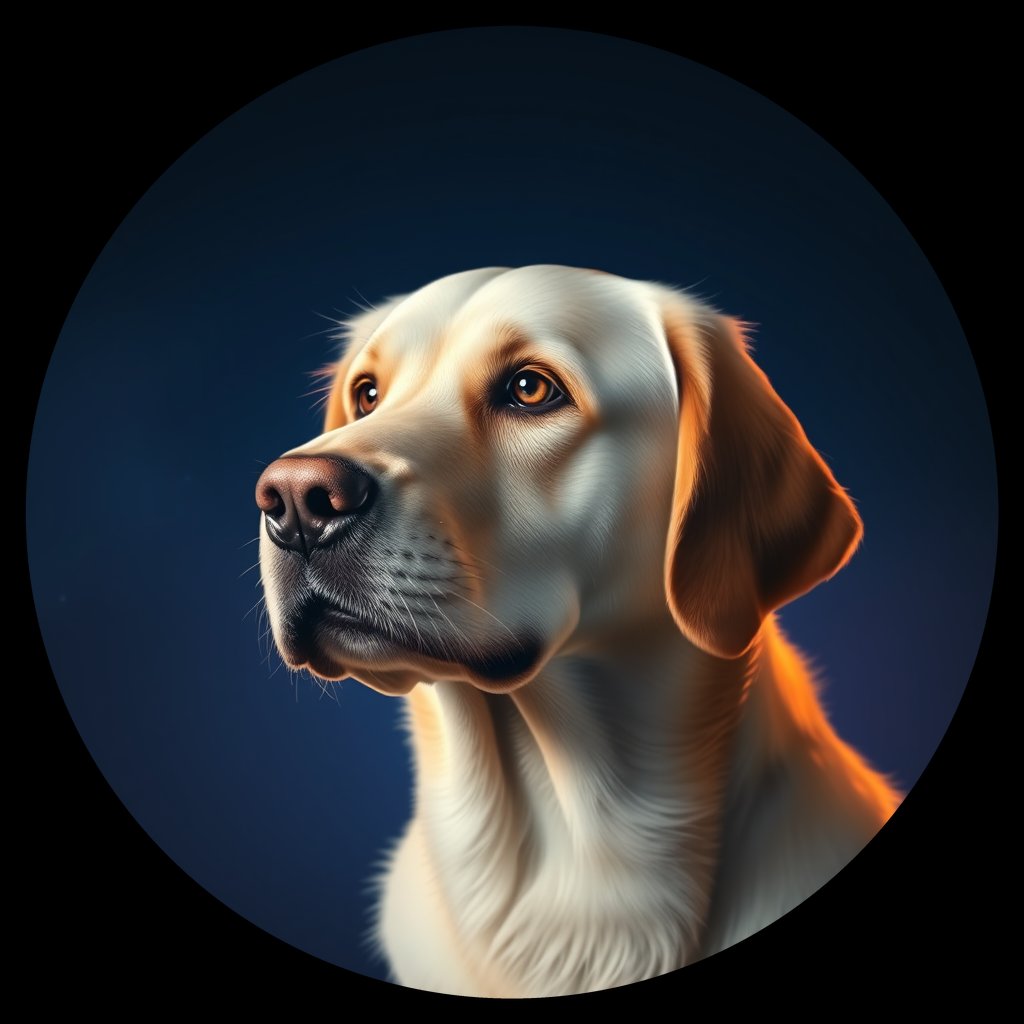Cosmic medallion portrait of GRLS_grls6H1GS6GG, a Golden Retriever