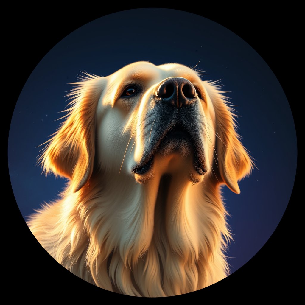 Cosmic medallion portrait of GRLS_grls6OG0JT88, a Golden Retriever