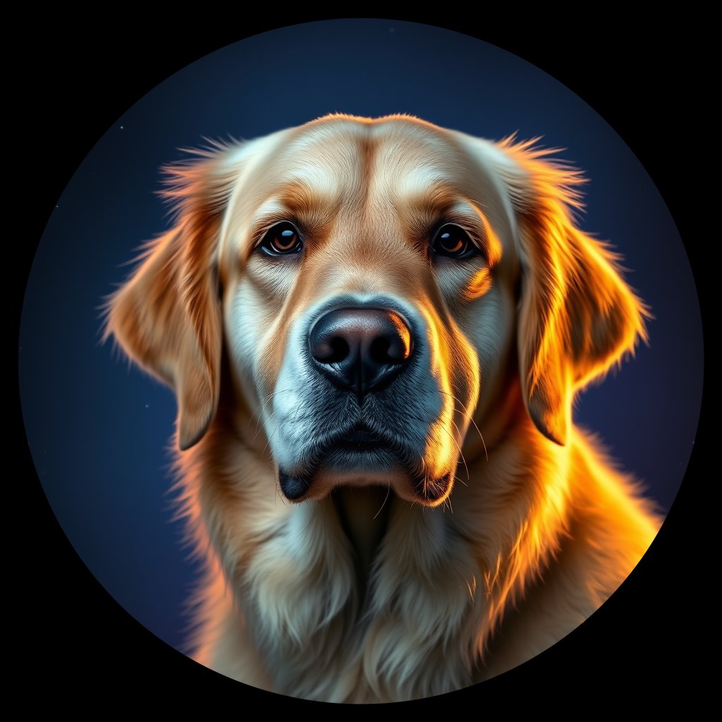 Cosmic medallion portrait of GRLS_grls6UQ50SRR, a Golden Retriever
