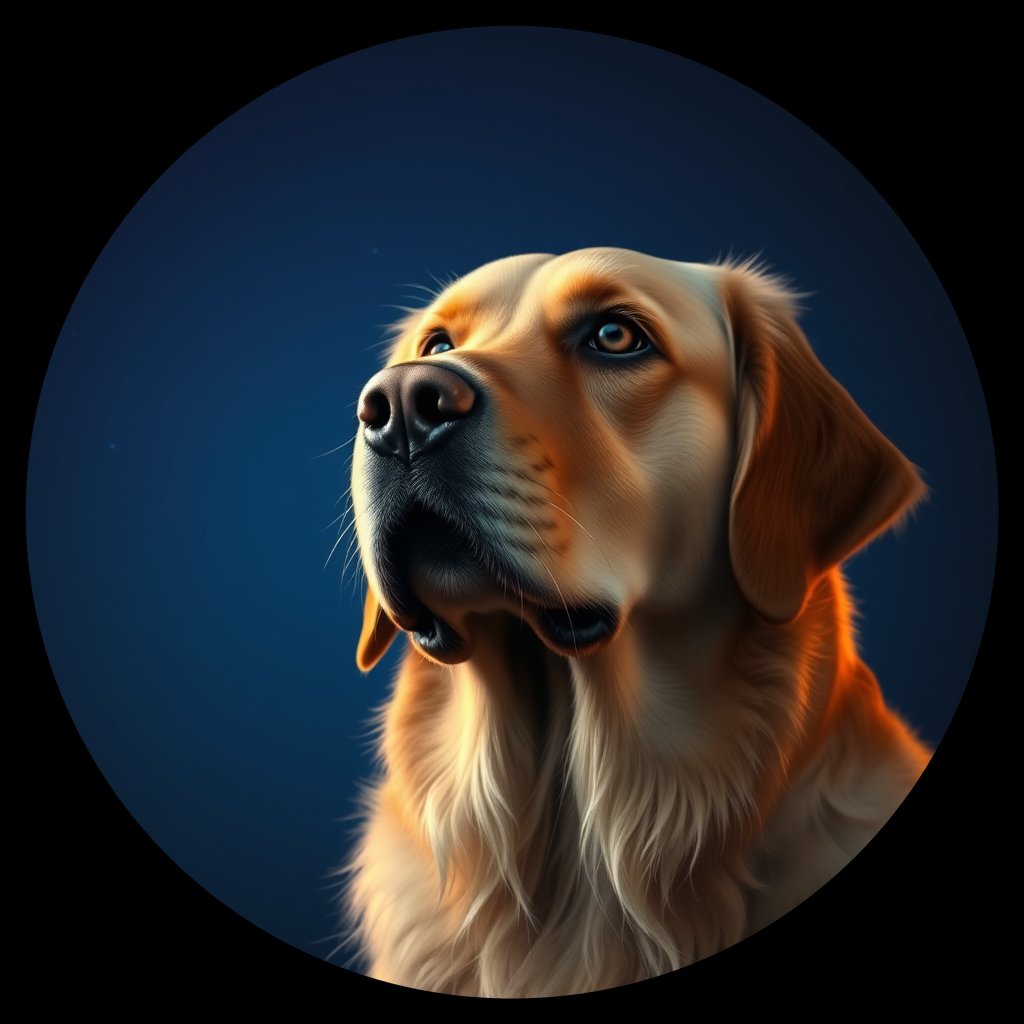 Cosmic medallion portrait of GRLS_grls6WJ809MM, a Golden Retriever