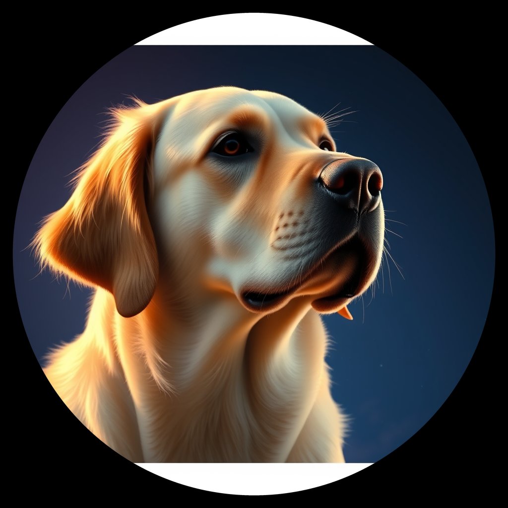 Cosmic medallion portrait of GRLS_grls6YVS6OCC, a Golden Retriever