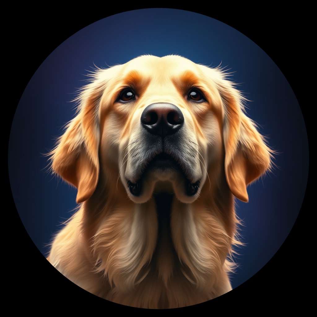 Cosmic medallion portrait of GRLS_grls7MGT13UU, a Golden Retriever