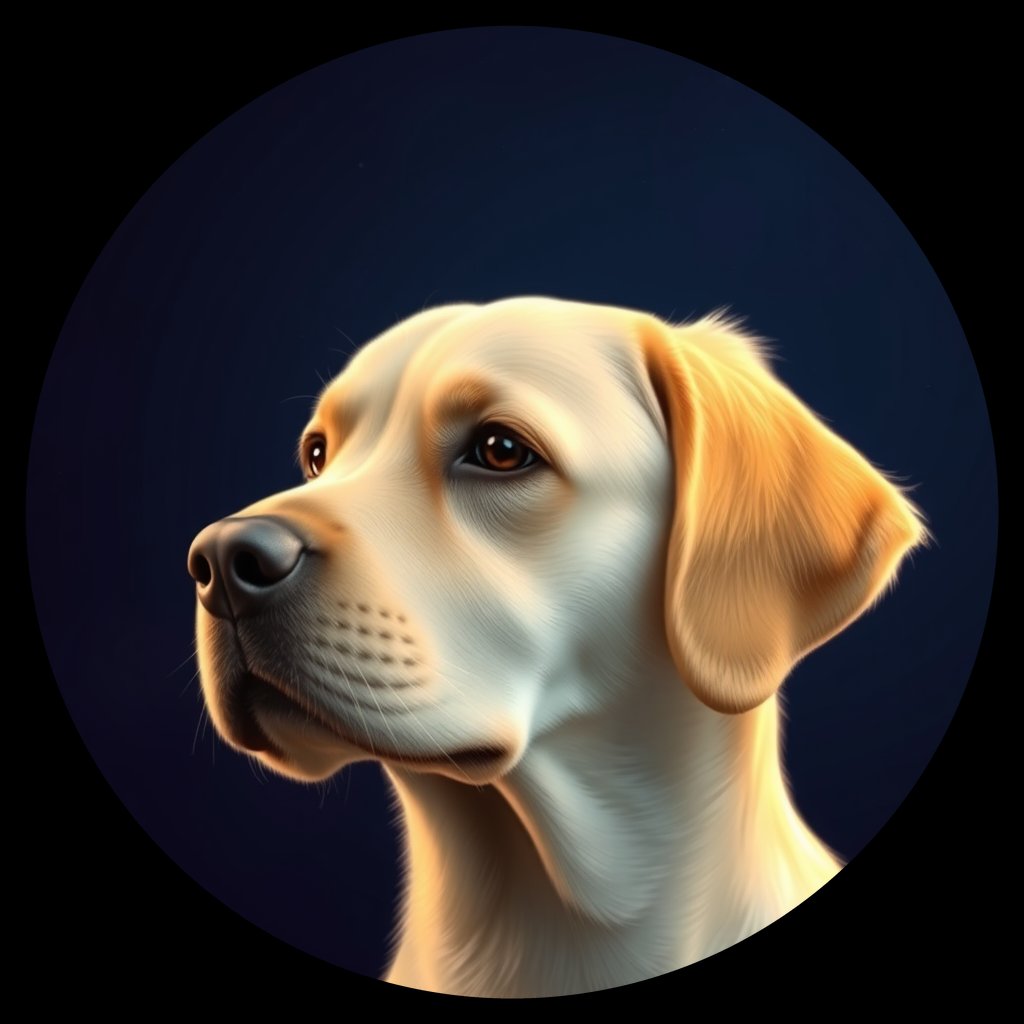 Cosmic medallion portrait of GRLS_grls7VIICKSS, a Golden Retriever