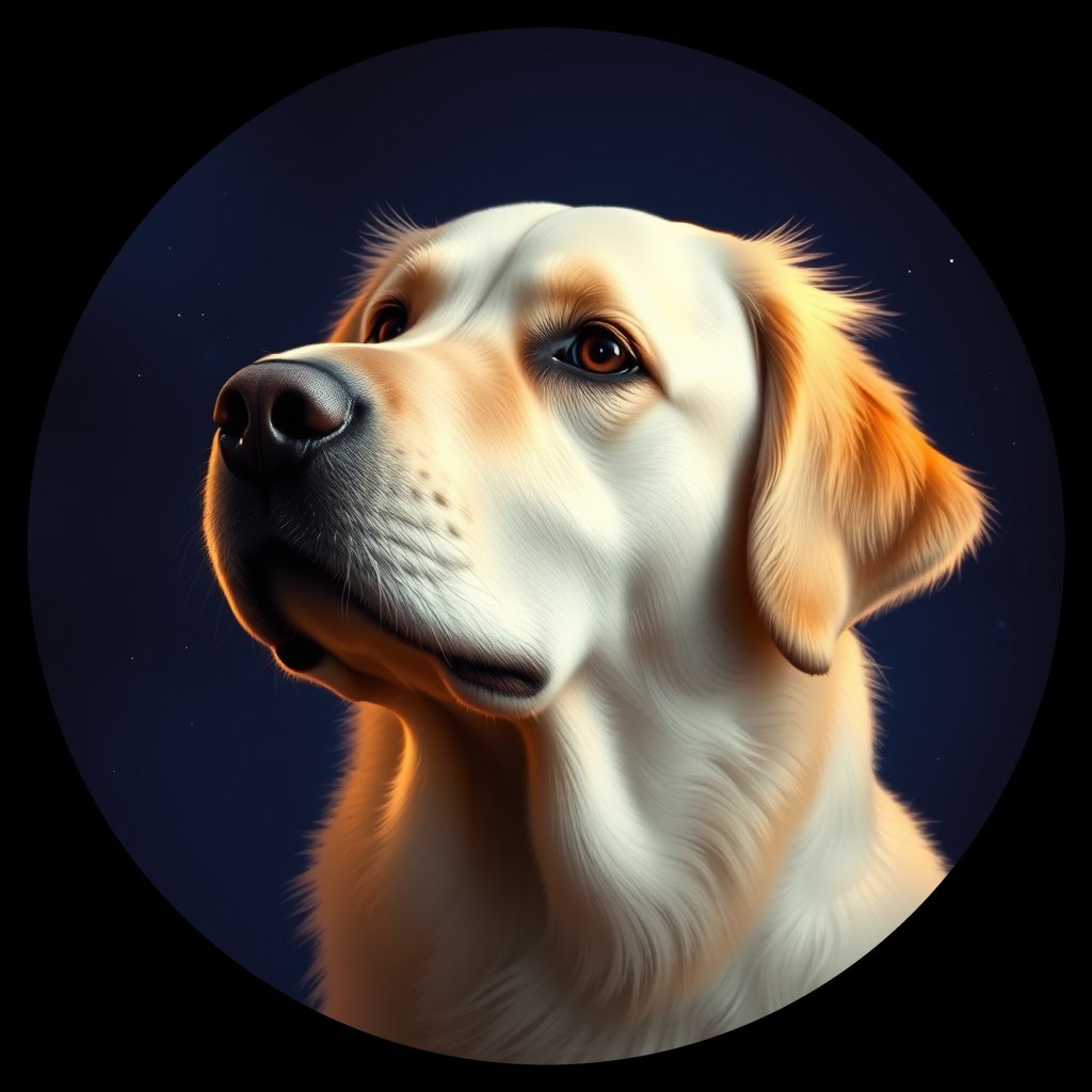 Cosmic medallion portrait of GRLS_grls7X6XT588, a Golden Retriever