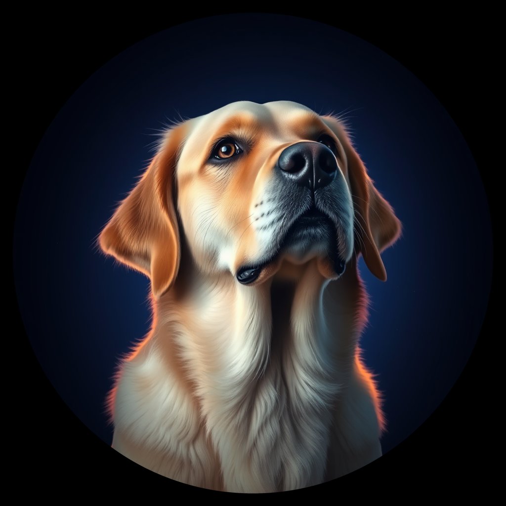 Cosmic medallion portrait of GRLS_grls80BUDJKK, a Golden Retriever