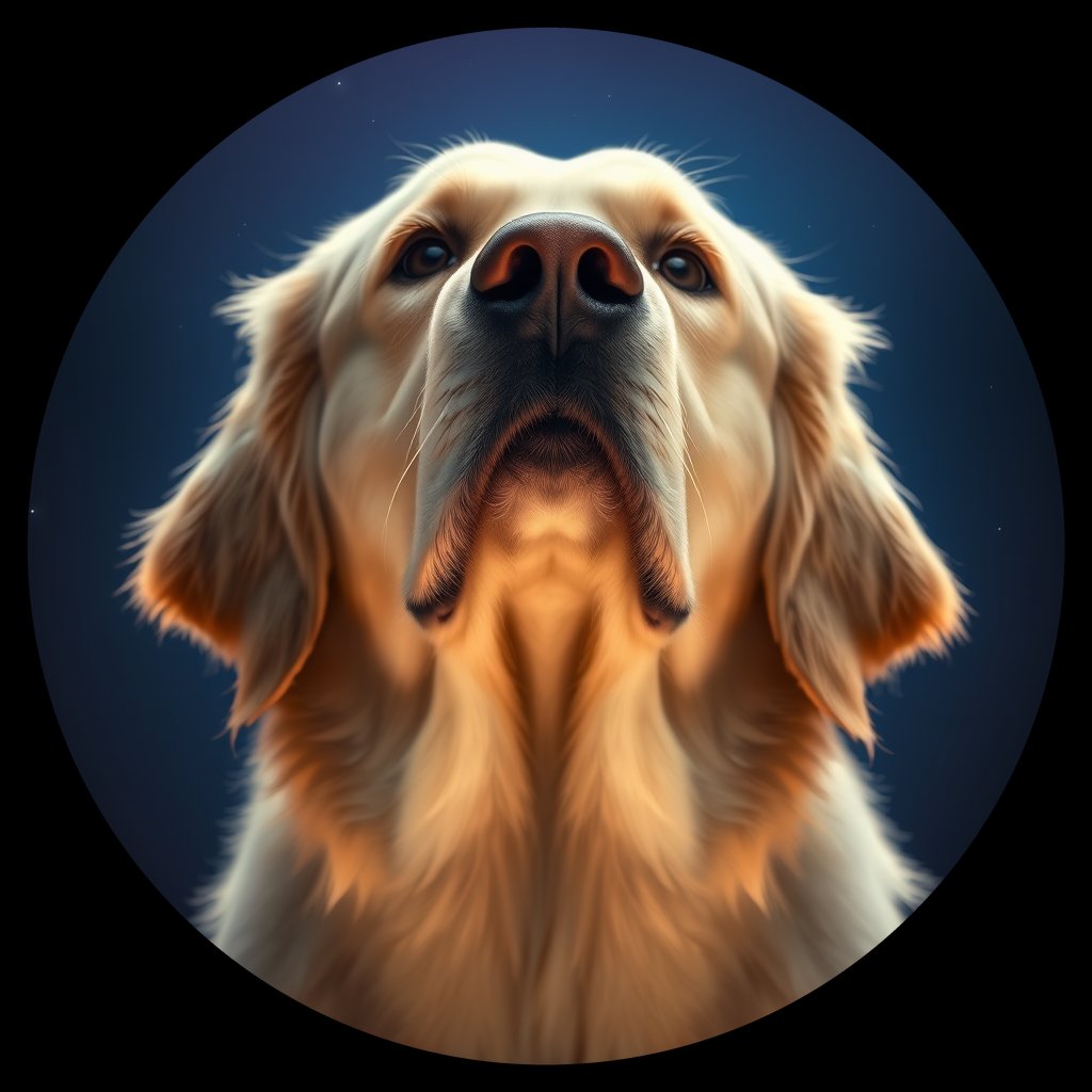 Cosmic medallion portrait of GRLS_grls81IZ2ZRR, a Golden Retriever