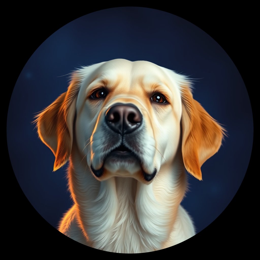 Cosmic medallion portrait of GRLS_grls879JEY55, a Golden Retriever