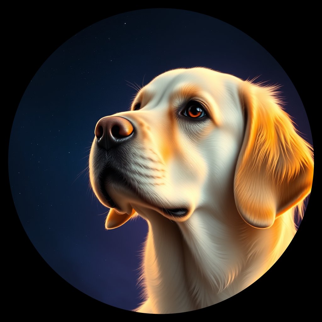 Cosmic medallion portrait of GRLS_grls8SZ0PLUU, a Golden Retriever