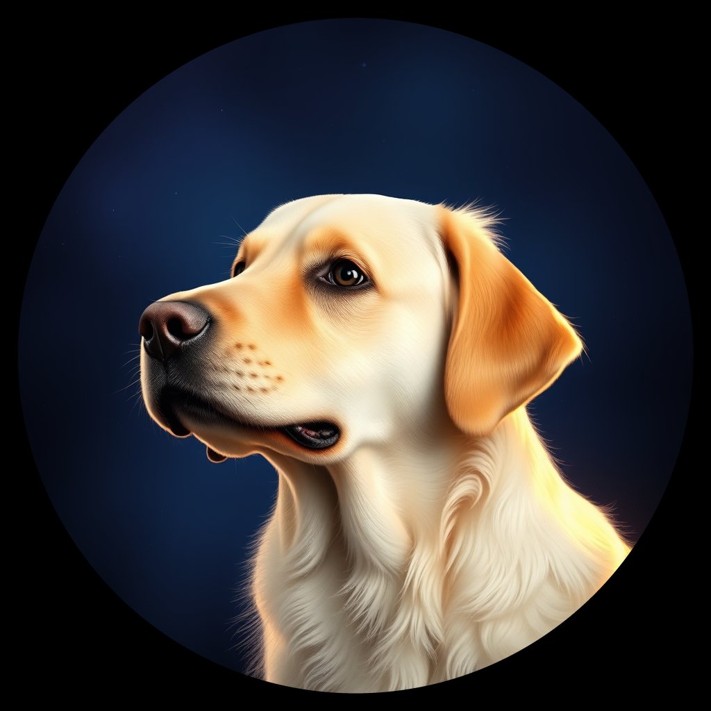 Cosmic medallion portrait of GRLS_grls8YZZ2XSS, a Golden Retriever