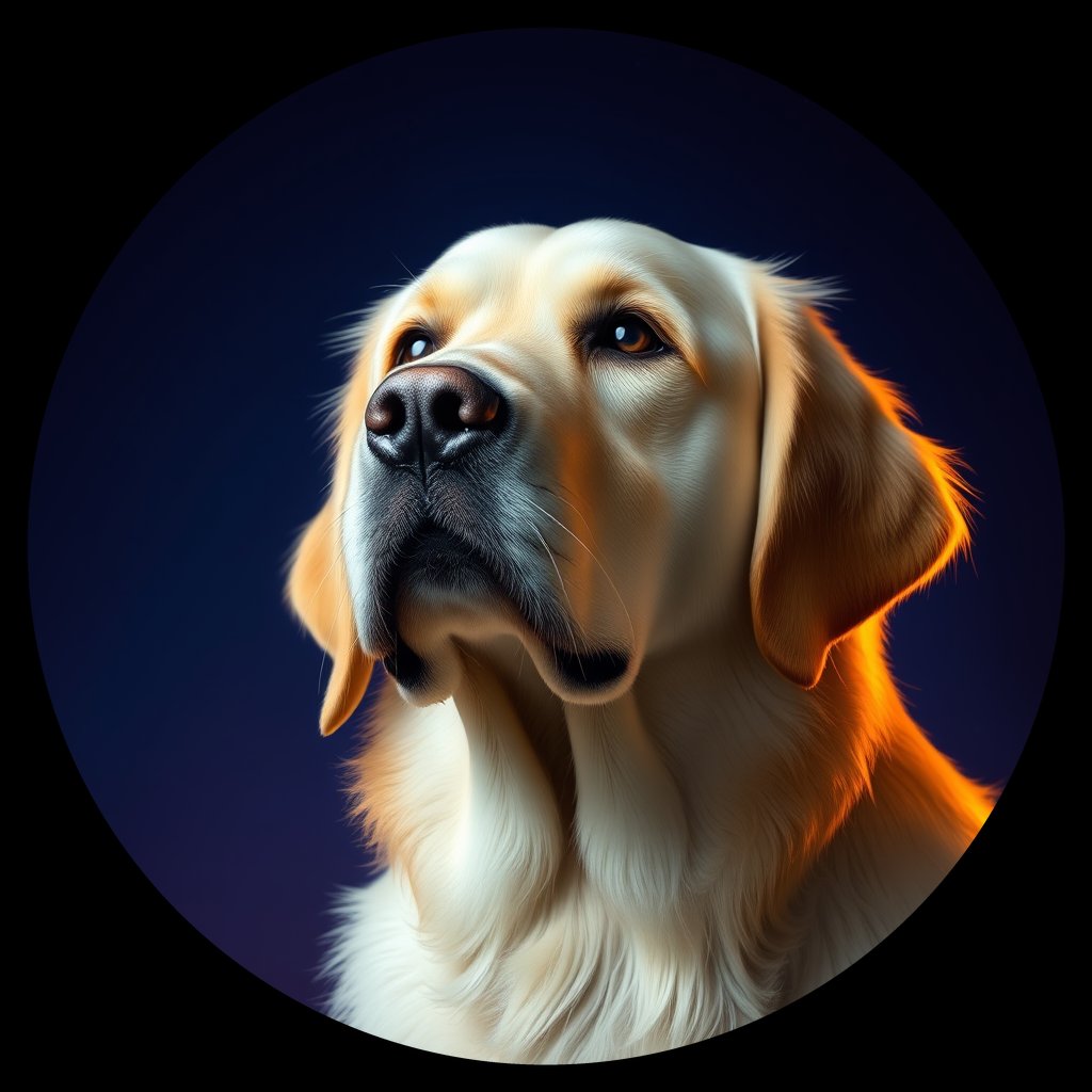 Cosmic medallion portrait of GRLS_grls91PMDXLL, a Golden Retriever
